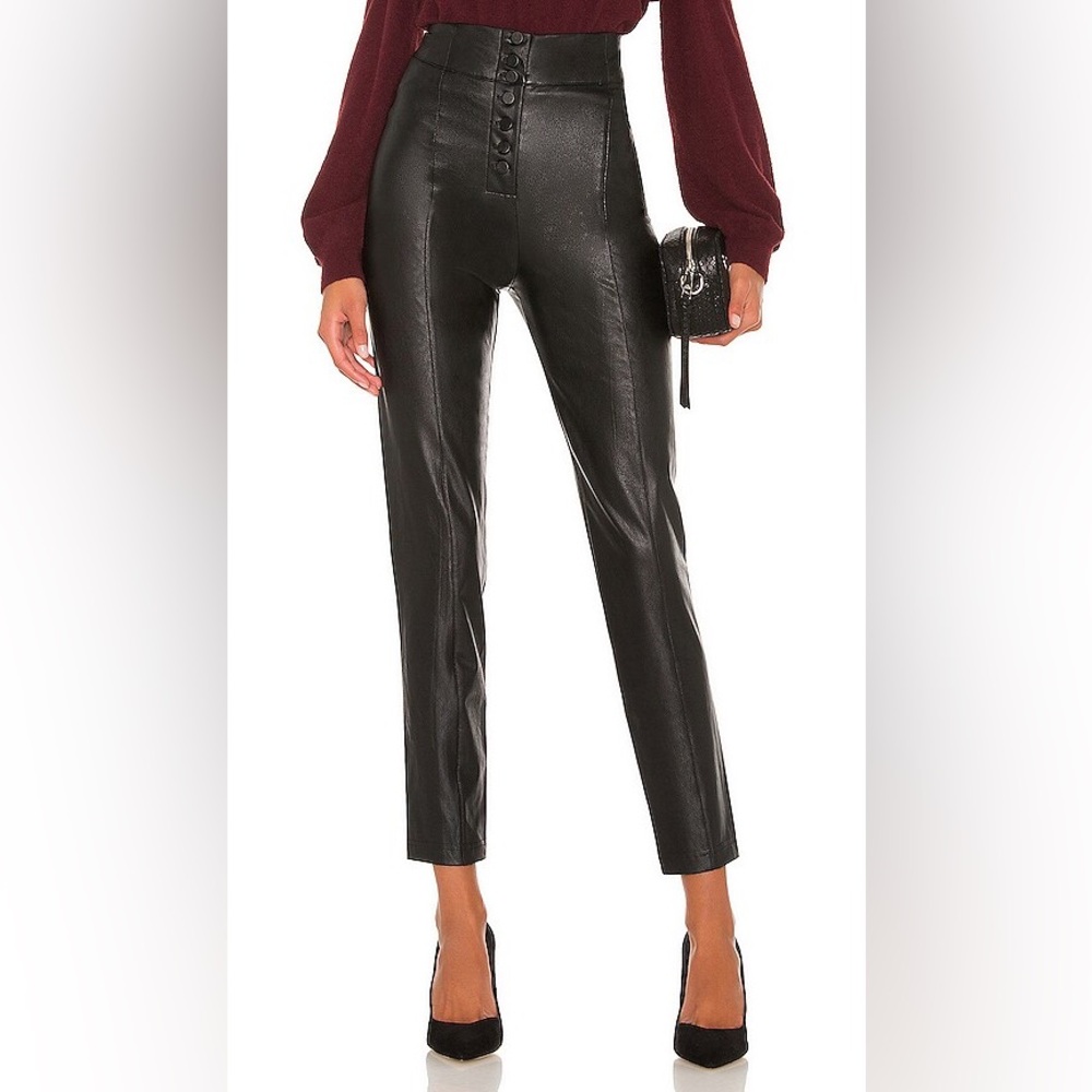 NWT Revolve BCBGMaxAzria Black Faux Leather High-Waist Straight-Leg Pants XS
